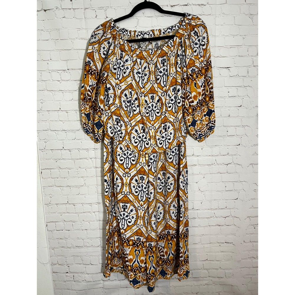 Christian Siriano New York Womens Small 2 Piece Set Mustard Yellow Boho Wide Leg